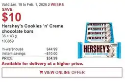 Costco Hershey's Cookies 'n' Creme chocolate bars offer