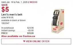 Costco Levi's men's belt offer