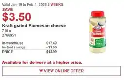 Costco Kraft grated Parmesan cheese offer