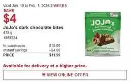 Costco JoJo's dark chocolate bites offer