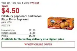 Costco Pillsbury pepperoni and bacon Pizza Pops Supremo offer