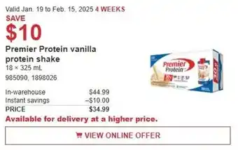 Premier Protein vanilla protein shake