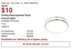 Costco Artika Hemisphere flush mount light offer