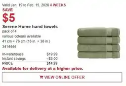 Costco Serene Home hand towels offer