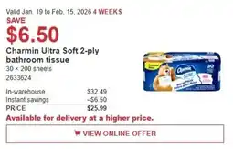 Costco Charmin Ultra Soft 2-ply bathroom tissue offer