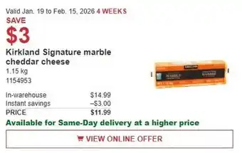 Costco Kirkland Signature marble cheddar cheese offer