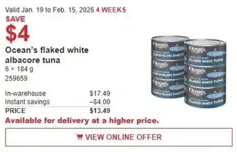 Costco Ocean's flaked white albacore tuna offer