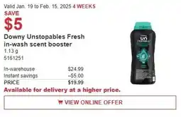 Costco Downy Unstopables Fresh in-wash scent booster offer
