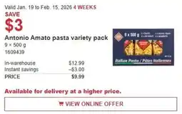 Costco Antonio Amato pasta variety pack offer