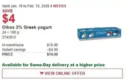 Costco Oikos 3% Greek yogurt offer
