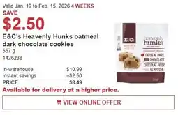 Costco E&C's Heavenly Hunks oatmeal dark chocolate cookies offer