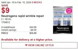 Costco Neutrogena rapid wrinkle repair offer