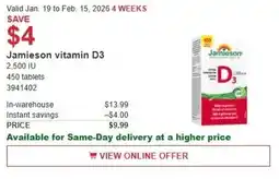 Costco Jamieson vitamin D3 offer