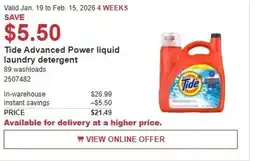 Costco Tide Advanced Power liquid laundry detergent offer