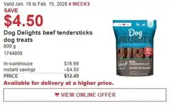 Costco Dog Delights beef tendersticks dog treats offer