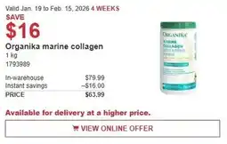 Costco Organika marine collagen offer