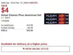 Costco Alcan Classic Plus aluminum foil offer