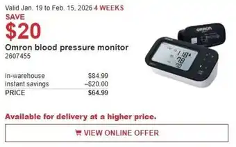 Costco Omron blood pressure monitor offer