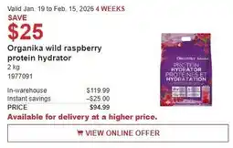 Costco Organika wild raspberry protein hydrator offer