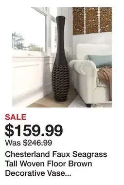 Wayfair Chesterland Faux Seagrass Tall Woven Floor Brown Decorative Vase with Dark Brown Wrapped Neck offer
