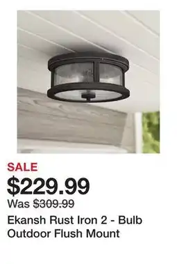 Wayfair Ekansh Rust Iron 2 - Bulb Outdoor Flush Mount offer