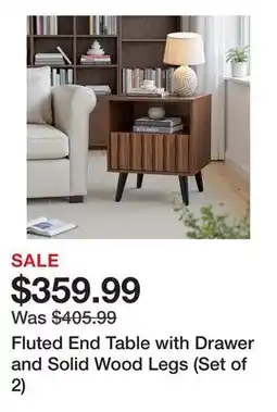 Wayfair Fluted End Table with Drawer and Solid Wood Legs (Set of 2) offer