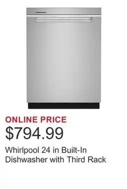 Costco Whirlpool 24 in Built-In Dishwasher with Third Rack offer