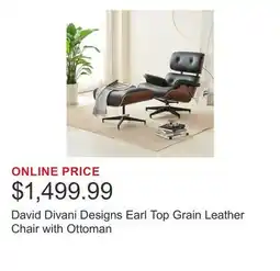 Costco David Divani Designs Earl Top Grain Leather Chair with Ottoman offer