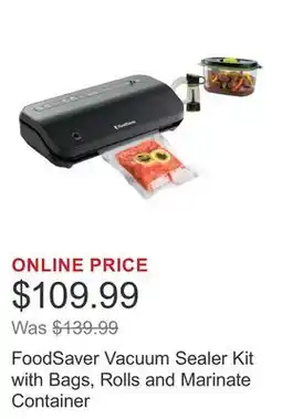 Costco FoodSaver Vacuum Sealer Kit with Bags, Rolls and Marinate Container offer