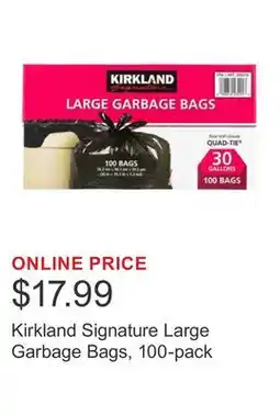 Costco Kirkland Signature Large Garbage Bags, 100-pack offer