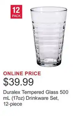 Costco Duralex Tempered Glass 500 mL (17oz) Drinkware Set, 12-piece offer