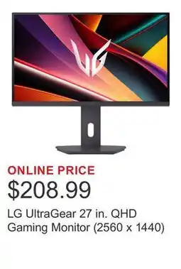 Costco LG UltraGear 27 in. QHD Gaming Monitor (2560 x 1440) offer