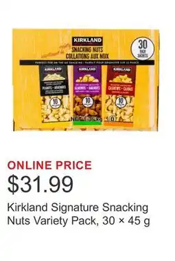 Costco Kirkland Signature Snacking Nuts Variety Pack, 30 × offer