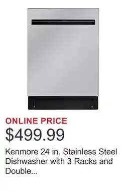 Costco Kenmore 24 in. Stainless Steel Dishwasher with 3 Racks and Double Drying offer