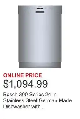 Costco Bosch 300 Series 24 in. Stainless Steel German Made Dishwasher with Third Rack offer