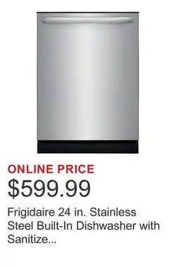 Costco Frigidaire 24 in. Stainless Steel Built-In Dishwasher with Sanitize Cycle offer