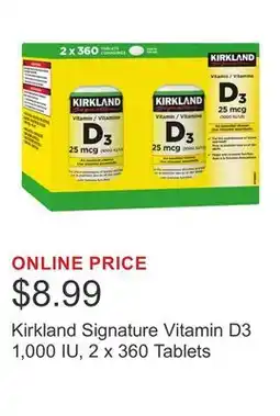 Costco Kirkland Signature Vitamin D3 1,000 IU, 2 x 360 Tablets offer