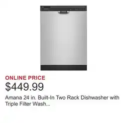 Costco Amana 24 in. Built-In Two Rack Dishwasher with Triple Filter Wash System offer