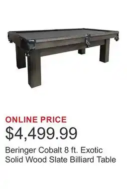 Costco Beringer Cobalt 8 ft. Exotic Solid Wood Slate Billiard Table offer