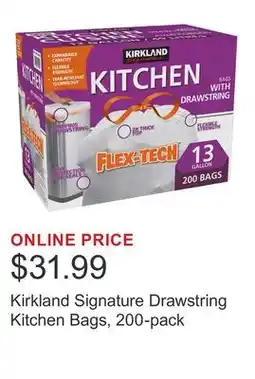 Costco Kirkland Signature Drawstring Kitchen Bags, 200-pack offer