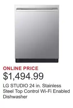 Costco LG STUDIO 24 in. Stainless Steel Top Control Wi-Fi Enabled Dishwasher offer