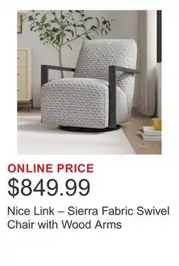 Costco Nice Link – Sierra Fabric Swivel Chair with Wood Arms offer