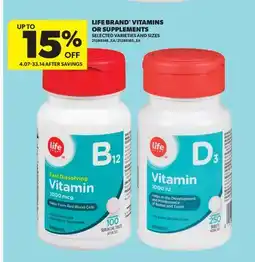 Real Canadian Superstore LIFE BRAND VITAMINS OR SUPPLEMENTS offer