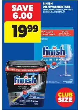 Real Canadian Superstore FINISH DISHWASHER TABS, 60-105' S offer