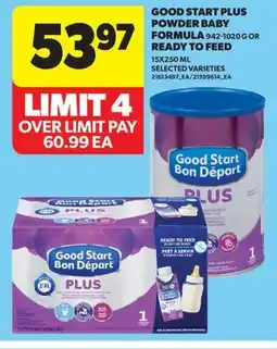 Real Canadian Superstore GOOD START PLUS POWDER BABY FORMULA, 942-1020 G OR READY TO FEED, 15X250 ML offer