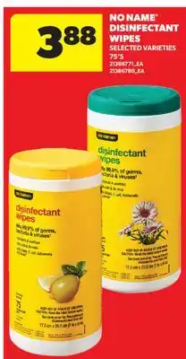Real Canadian Superstore NO NAME DISINFECTANT WIPES, 75' S offer
