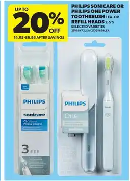 Real Canadian Superstore PHILIPS SONICARE OR PHILIPS ONE POWER TOOTHBRUSH 1 EA. OR REFILL HEADS 2-5' S offer