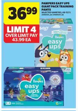 Real Canadian Superstore PAMPERS EASY UPS GIANT PACK TRAINING PANTS, 68-112' S offer