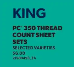Real Canadian Superstore KING PC 350 THREAD COUNT SHEET SETS offer