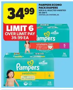 Real Canadian Superstore PAMPERS ECONO PACK DIAPERS, SIZE N - 8, 58-200' S offer